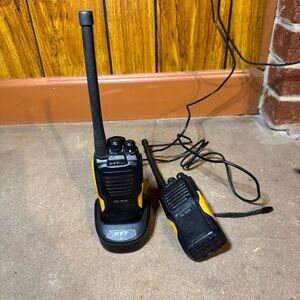 Set of 2 Hytera TC-610 Two-Way Radios Yellow Black + Charger For Parts Repair